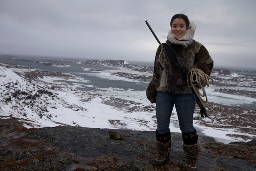 This is a production still from 'Throat Voices' produced by Stacey Aglok MacDonald, which addressed complex issues of culture and identity, embracing Nunavut identity and including issues that are pertinent to New Zealand - youth suicide for one