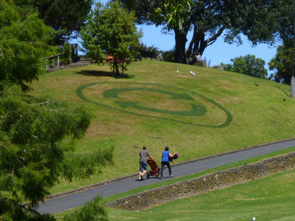 reload_synch_refresh by Darko Fritz, a SCANZ 2013 project which is permanently installed in Pukekura Park, Nga Motu New Plymouth, pointing to the need to refresh our relationship with the environment