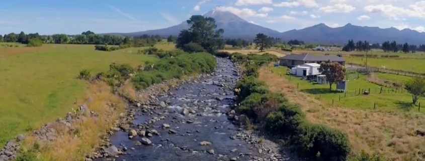 Drone video still image from the Sharing the Waiwhakaiho documentary